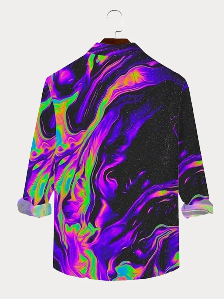 Abstract Printed Cotton Linen Shirt