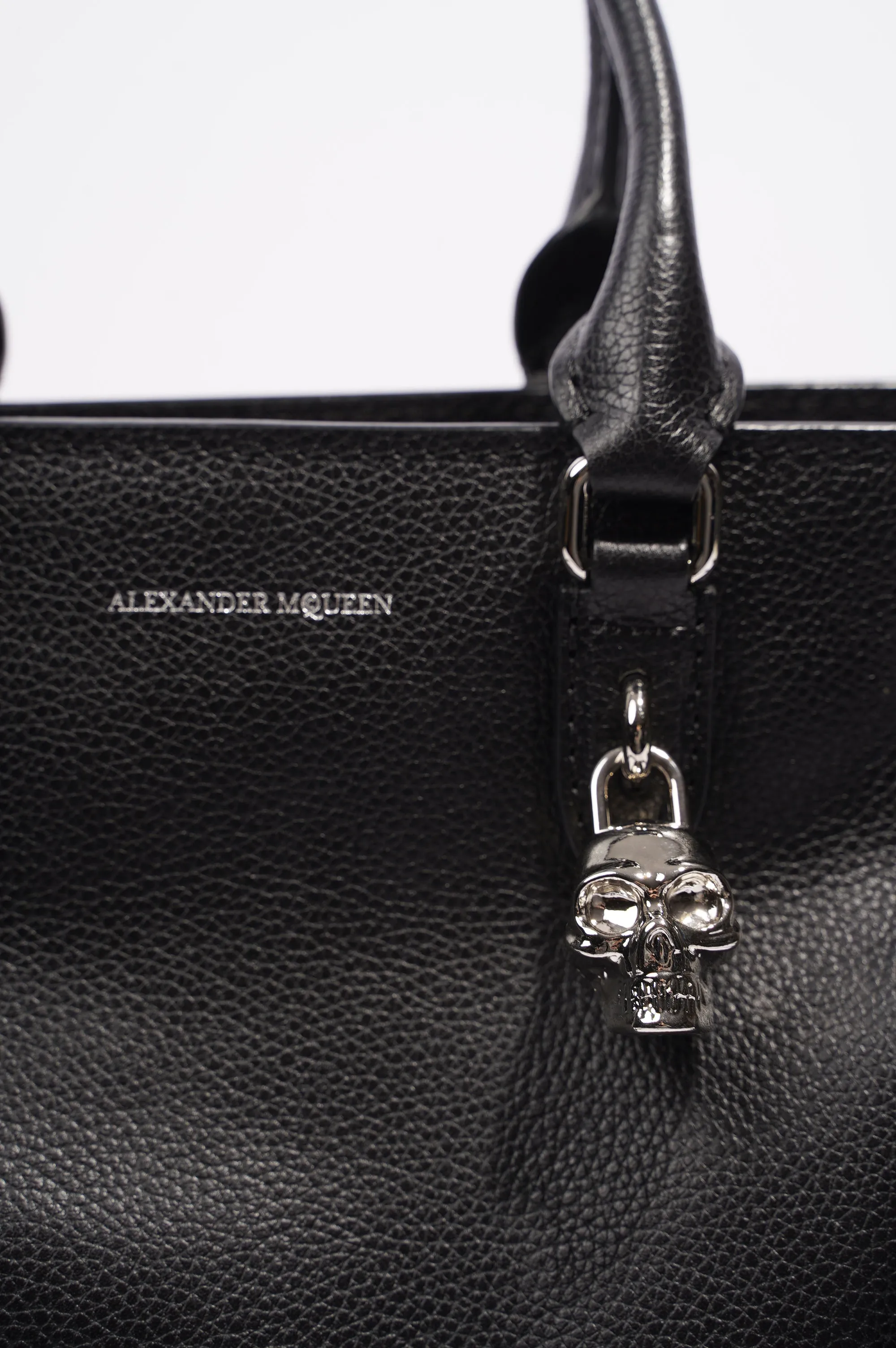 Alexander McQueen Skull Padlock Leather Tote Black Leather OS