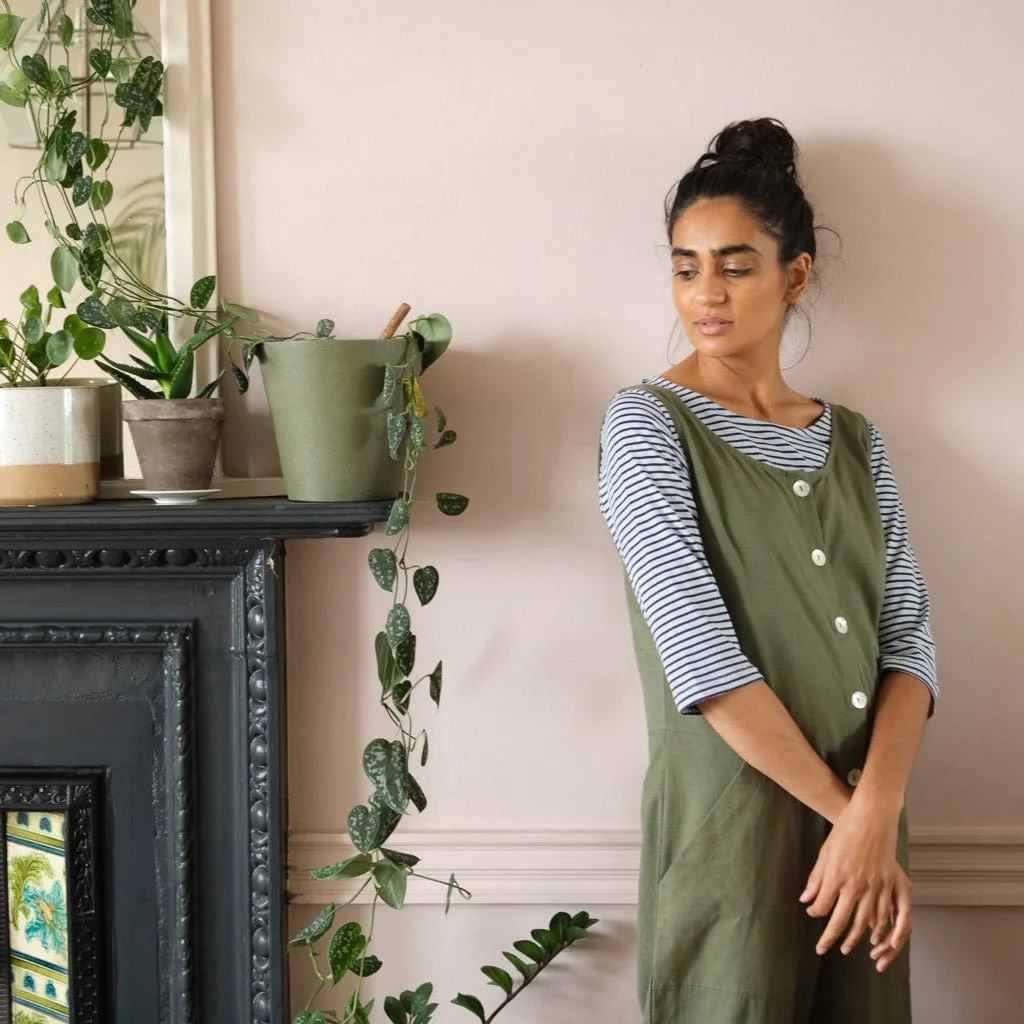 Amber Cotton & Linen Jumpsuit | Olive