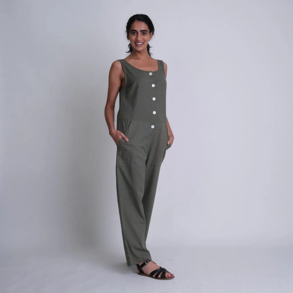 Amber Cotton & Linen Jumpsuit | Olive