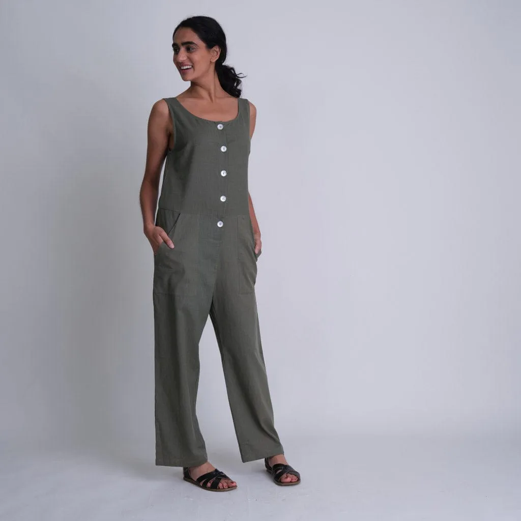 Amber Cotton & Linen Jumpsuit | Olive