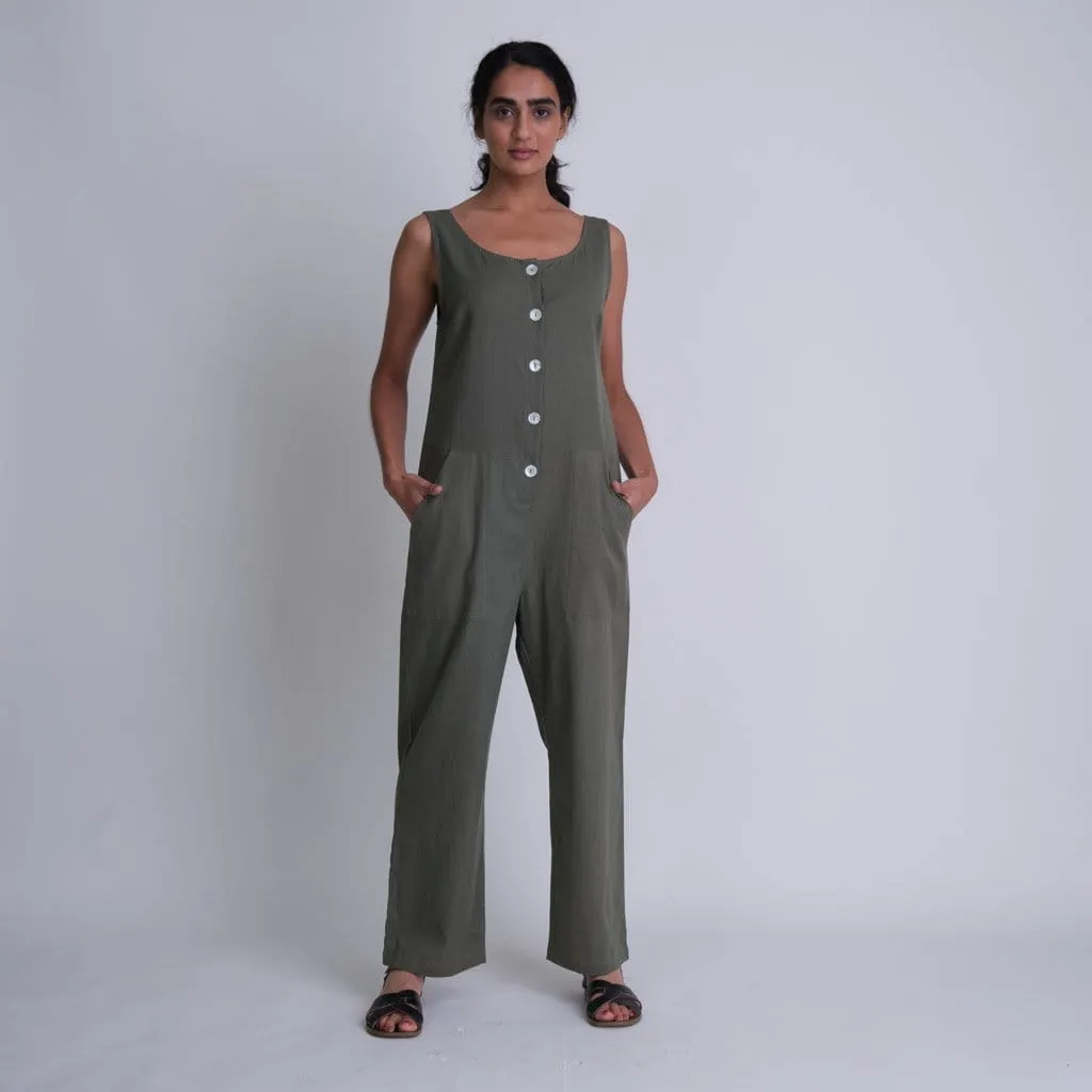 Amber Cotton & Linen Jumpsuit | Olive