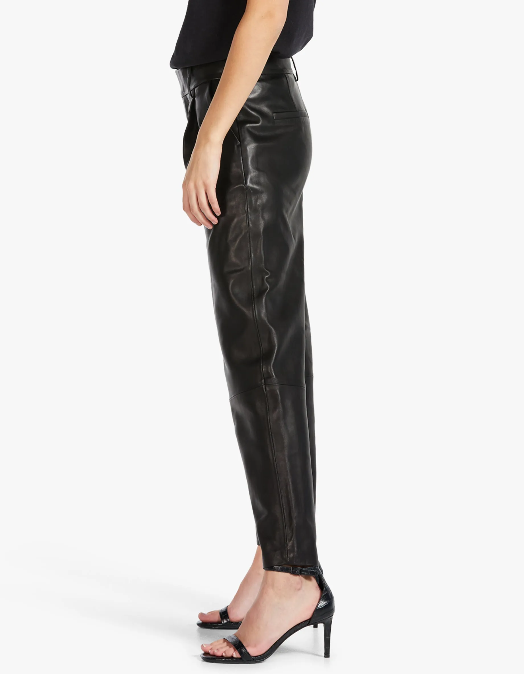 Becky Leather Trouser - Black