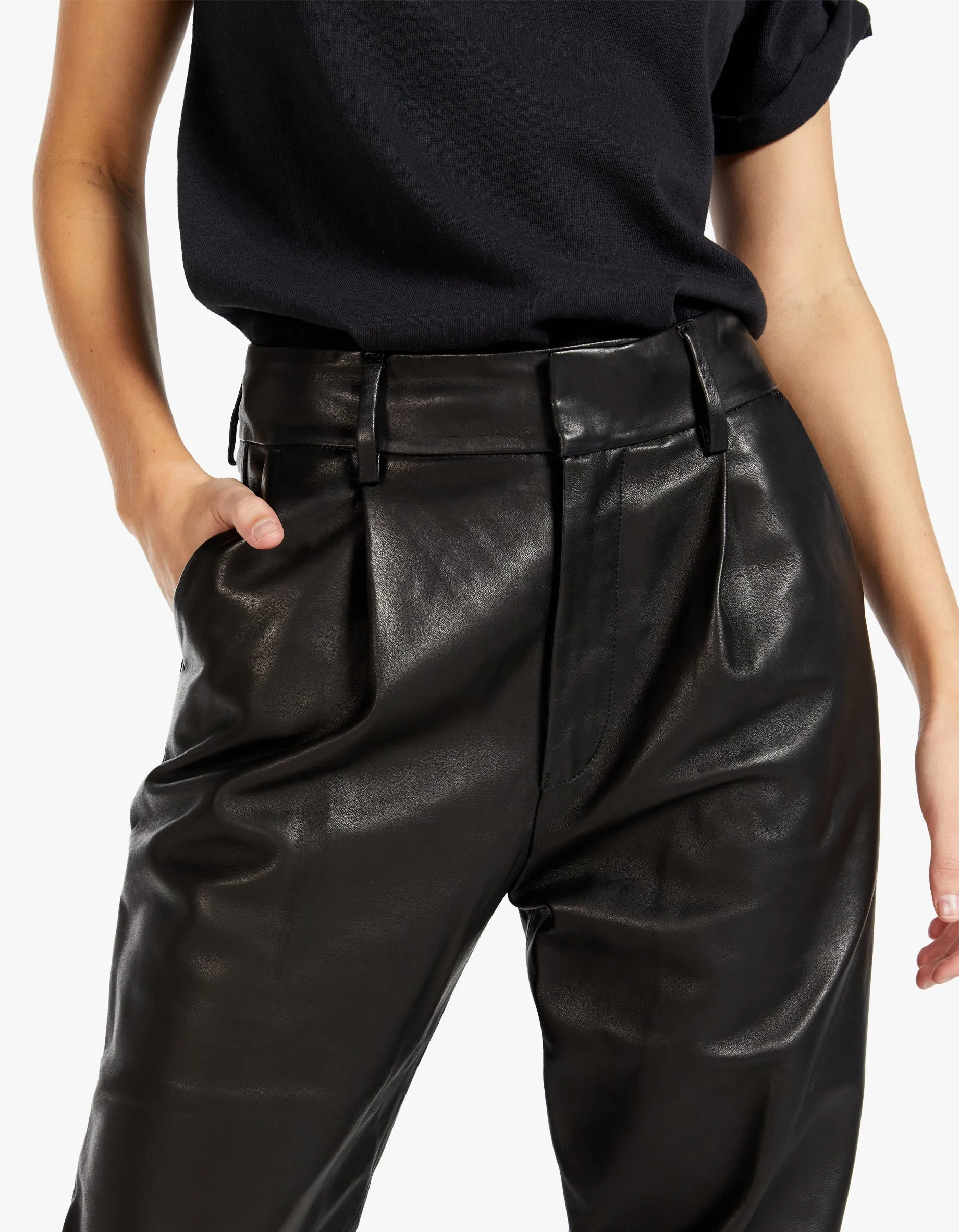 Becky Leather Trouser - Black