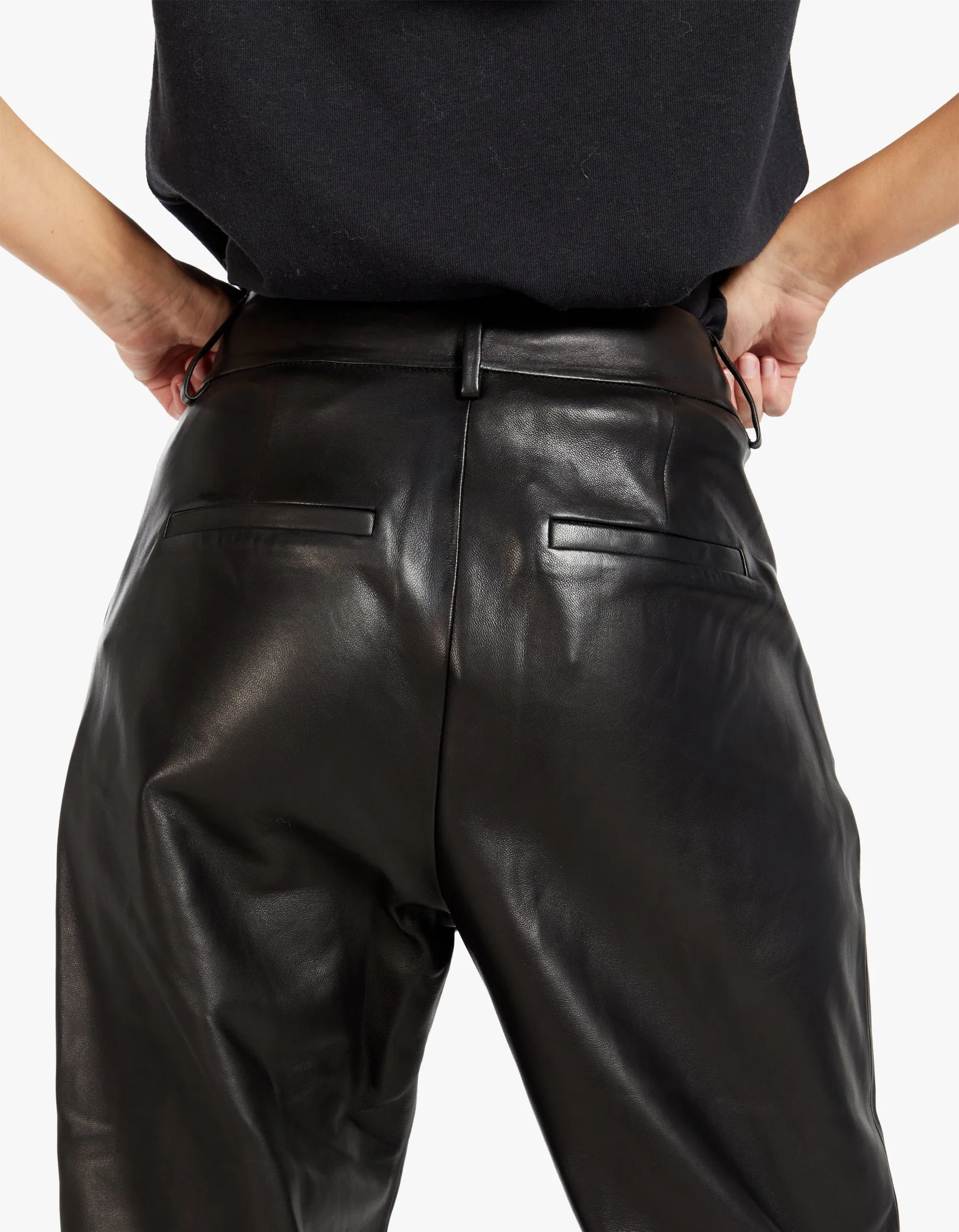 Becky Leather Trouser - Black