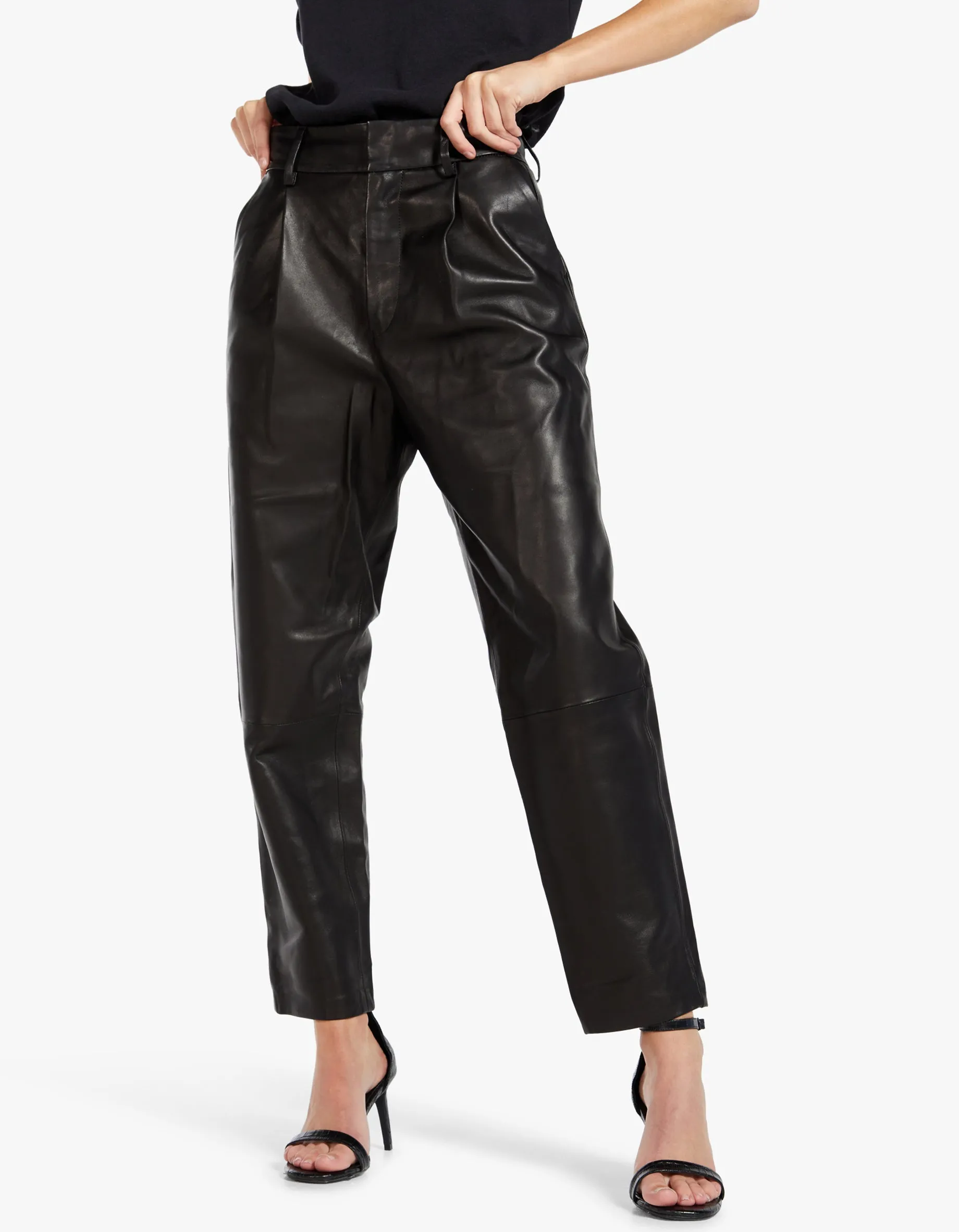 Becky Leather Trouser - Black