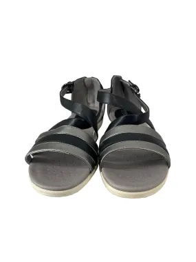 Black & Grey Sandals Flats Geox Shoes, Size 9