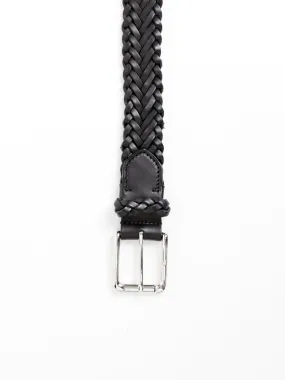 Black Braided Leather Belt