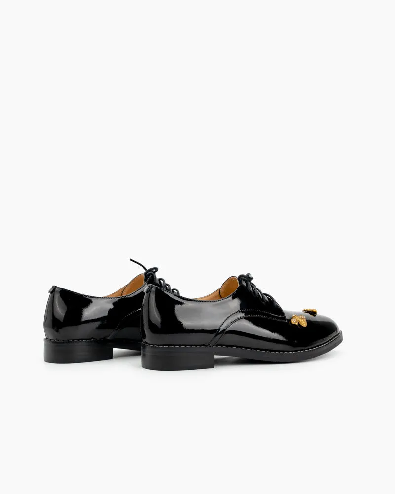 (Clean Up - US 6.5) Patent Leather Bee Pattern Loafers