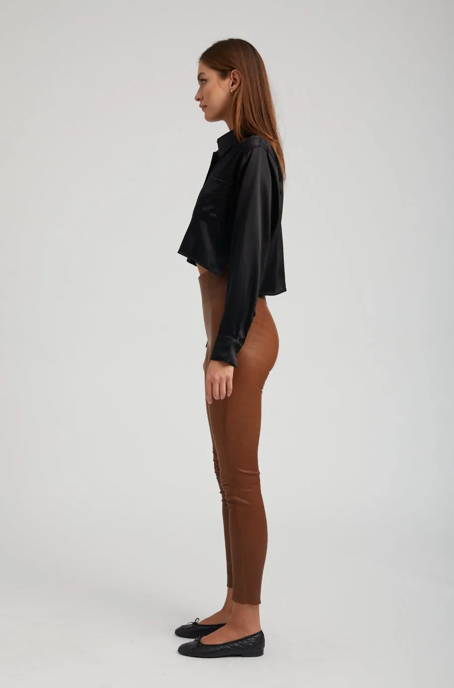 Cocoa Leather Ankle Leggings