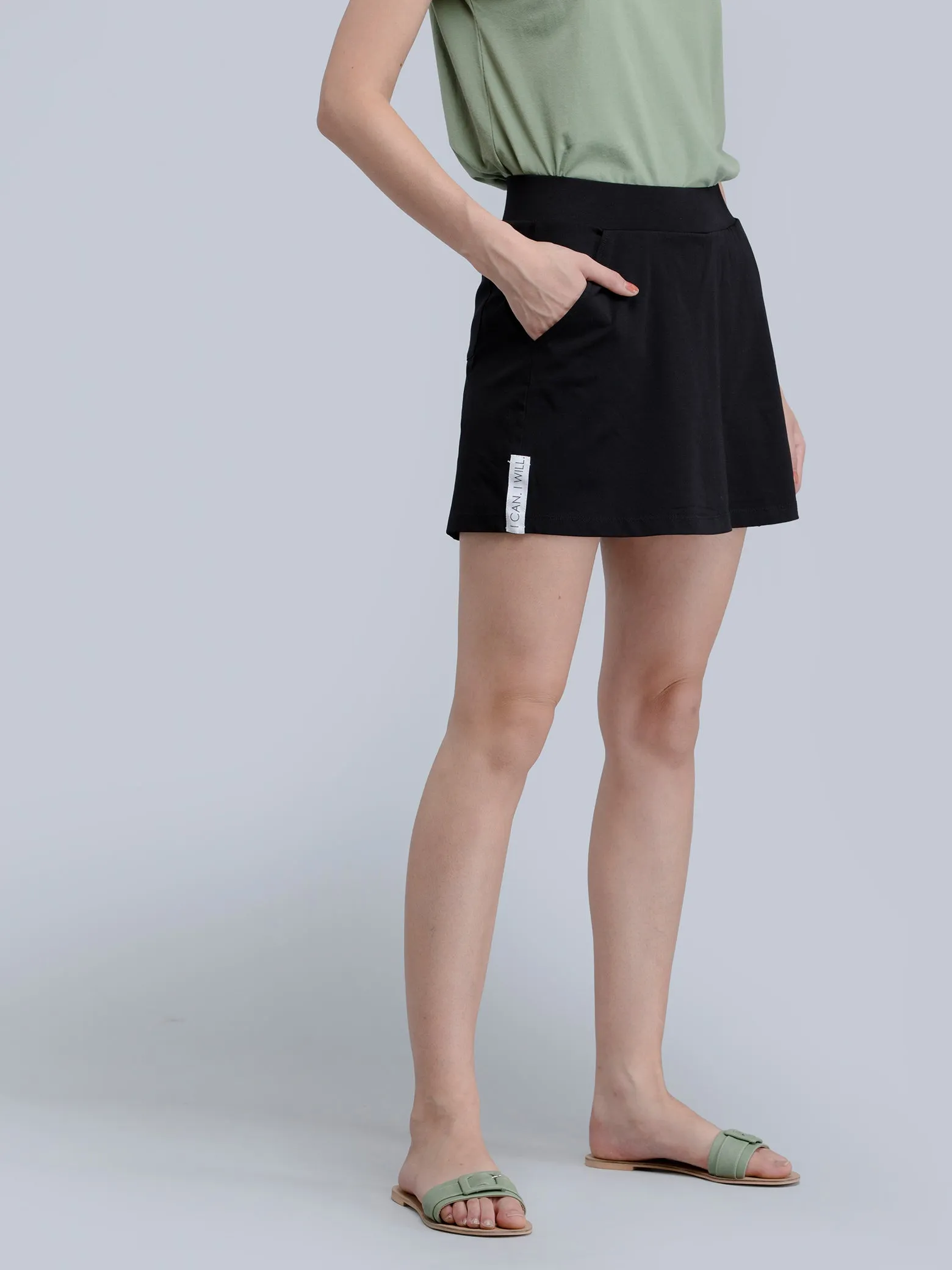 Cotton Knitted Skort - Black