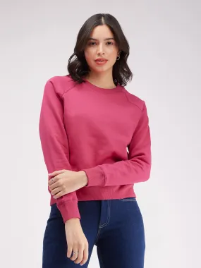 Cotton Roundneck Sweatshirt - Fuchsia