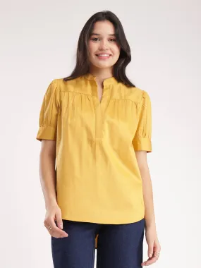 Cotton Satin Top - Mustard