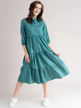 Cotton Tiered dress- Teal