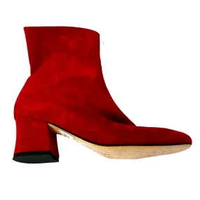 Dorateymur Brand New Red Suede Zippered Ankle Boots 37/37.5/38