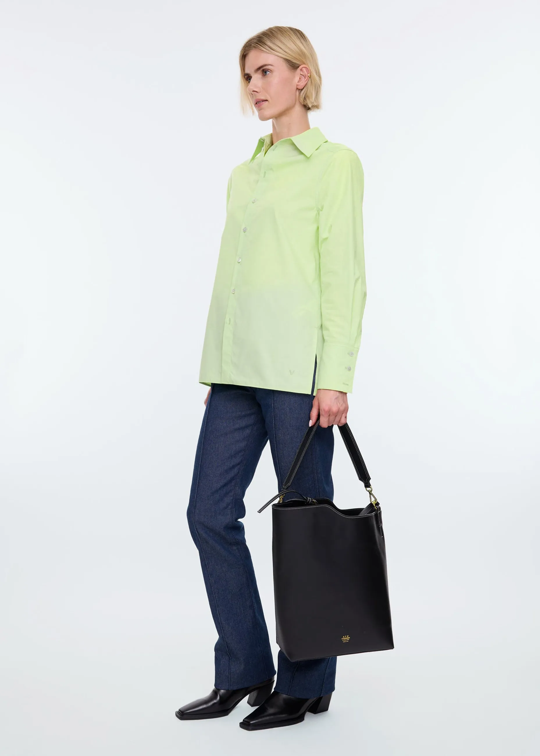 High cuff poplin blouse