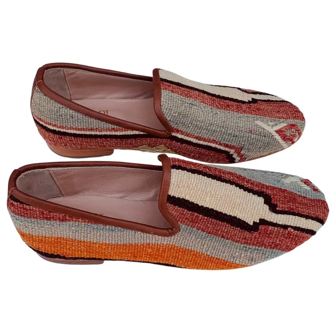 Men's Turkish Kilim Loafers | Grey with Pattern