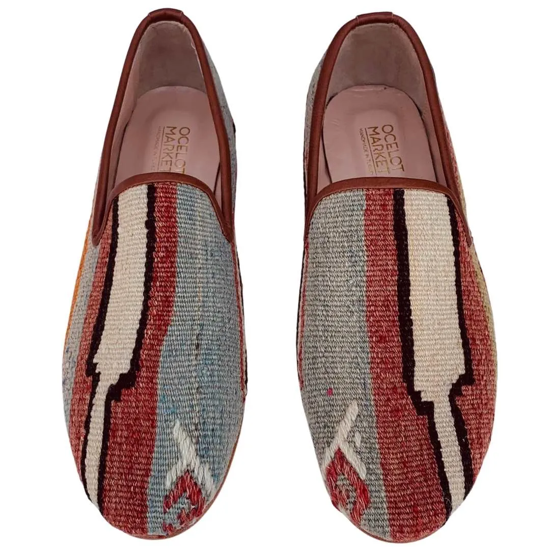 Men's Turkish Kilim Loafers | Grey with Pattern