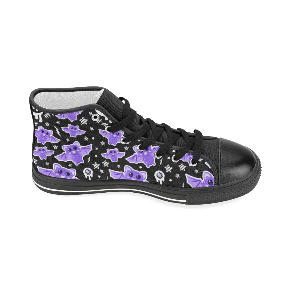 Milky Bat Night Woman's High Top Sneakers (Black)