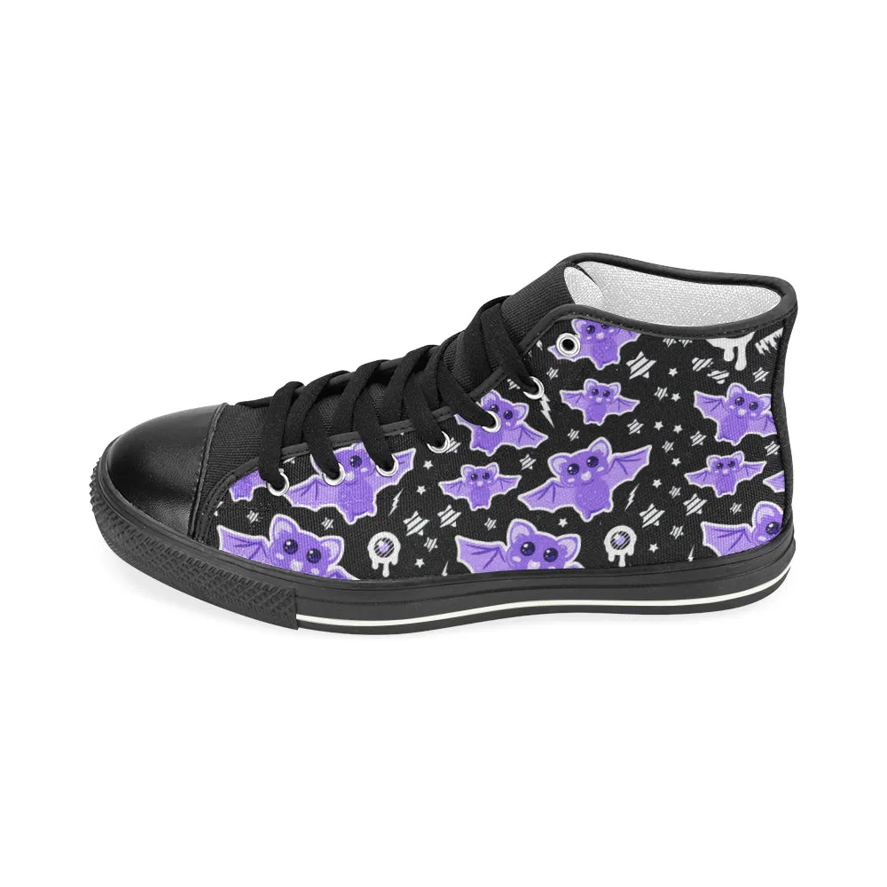 Milky Bat Night Woman's High Top Sneakers (Black)