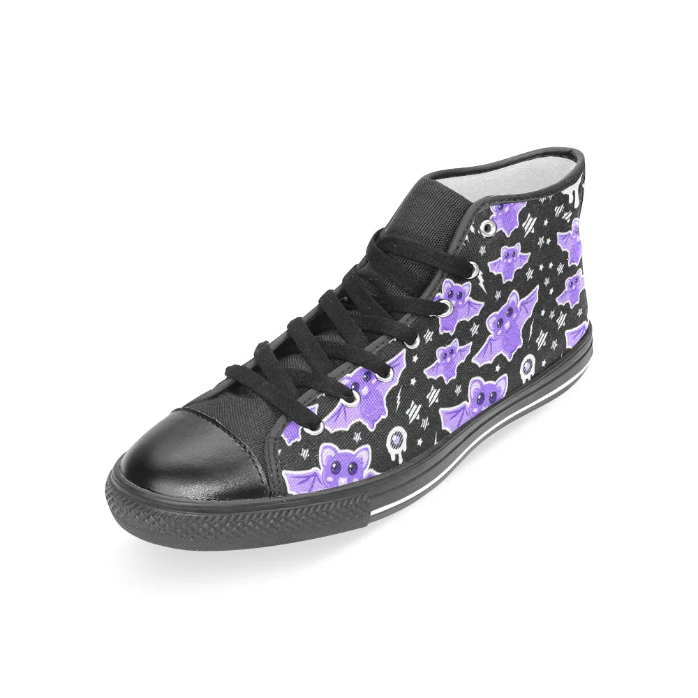 Milky Bat Night Woman's High Top Sneakers (Black)