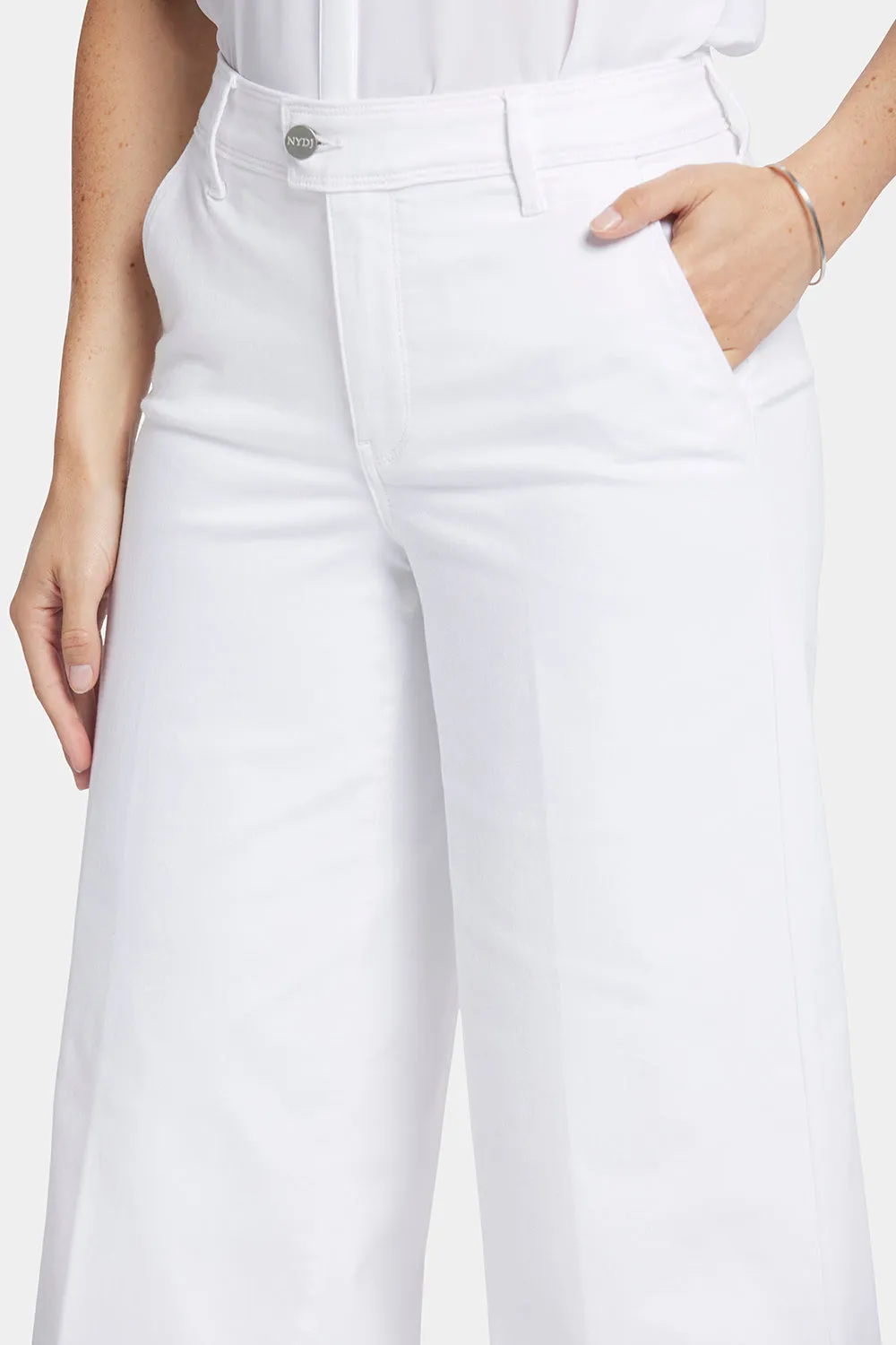 Mona Wide Leg Trouser Ankle Jeans  - Optic White