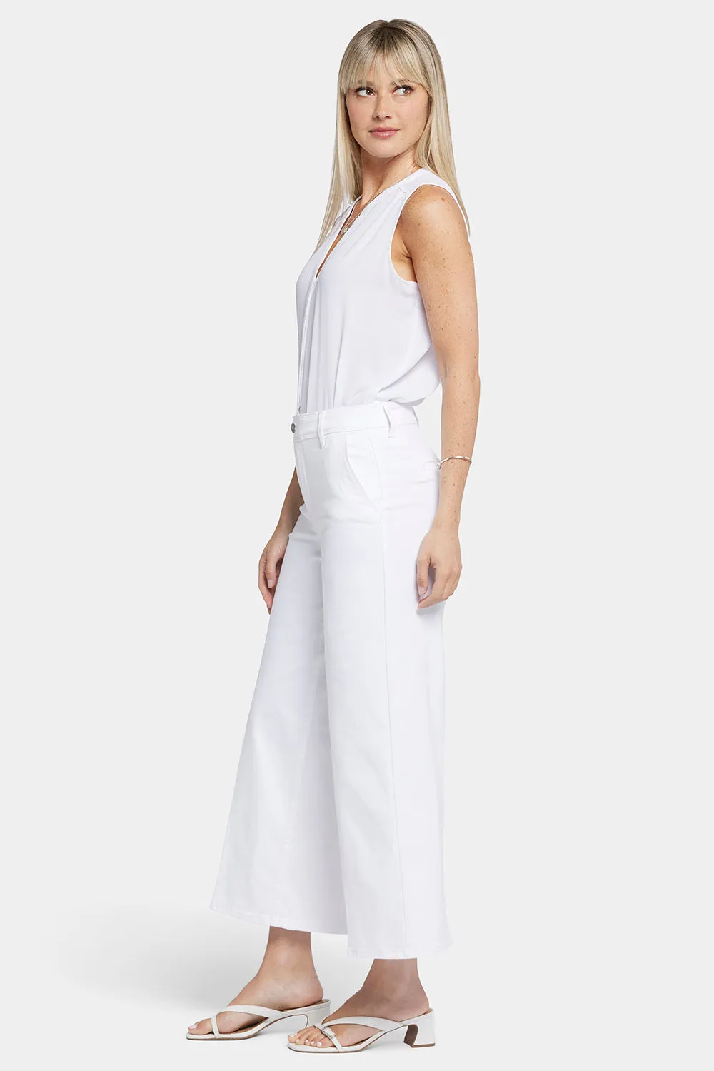 Mona Wide Leg Trouser Ankle Jeans  - Optic White