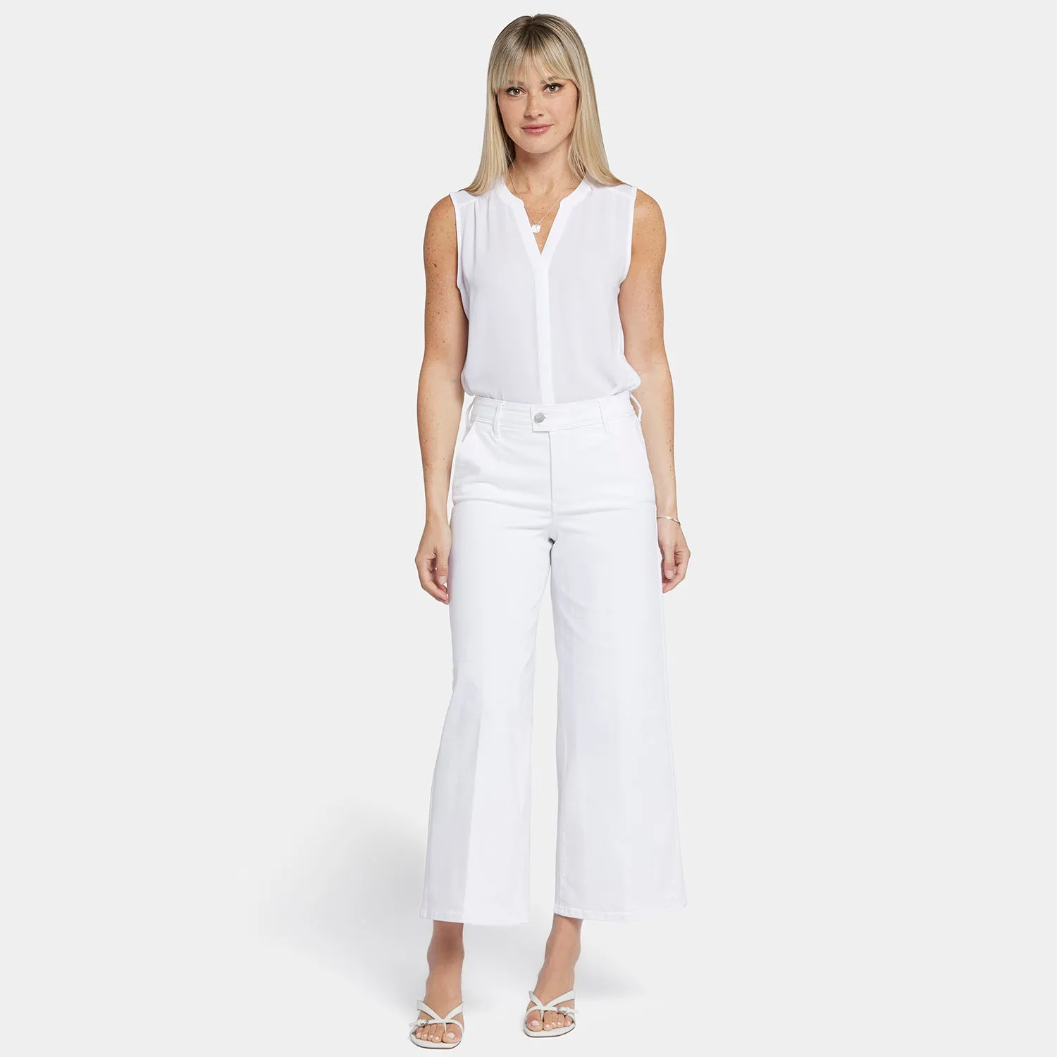 Mona Wide Leg Trouser Ankle Jeans  - Optic White