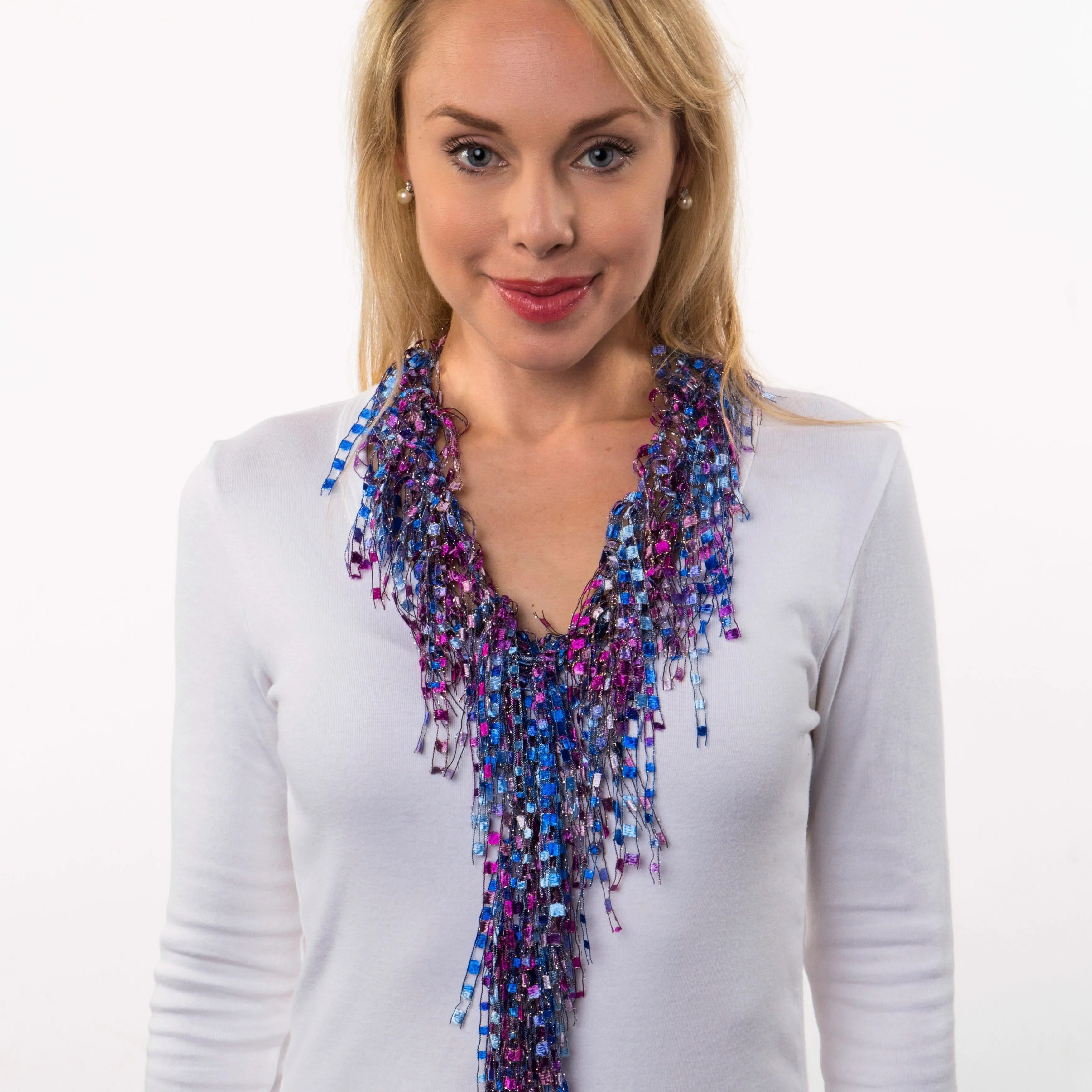 Pink Blue Statement Necklace Scarf for Women