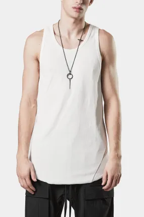 Scar-stitch cotton tank, White