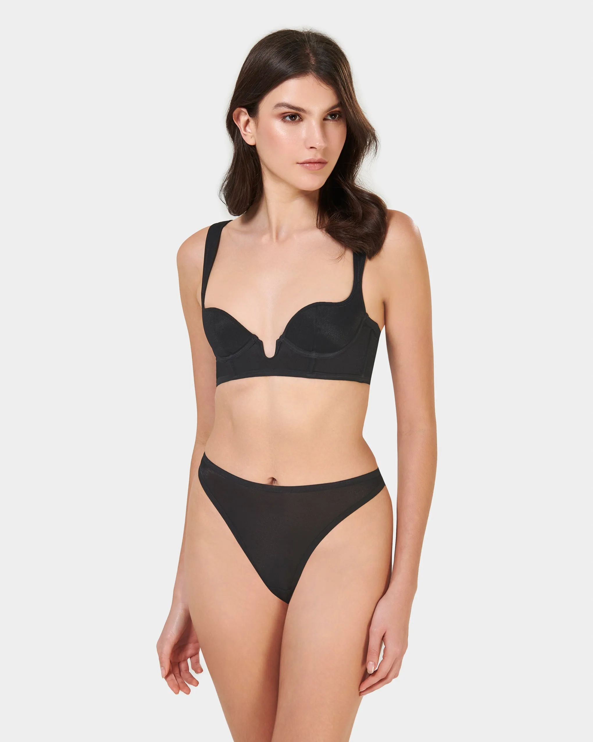 Thena High-Waist Thong Black