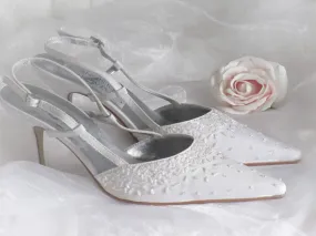 White Wedding Shoes, Bridal Heels, Strappy Wedding Shoes Size UK 6