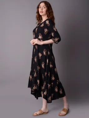 Women Black 3/4 Sleeve Dress